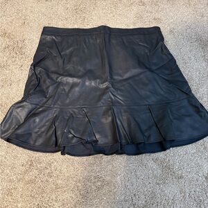 Eloquii Black Faux Leather Ruffle Hem Women's Skirt